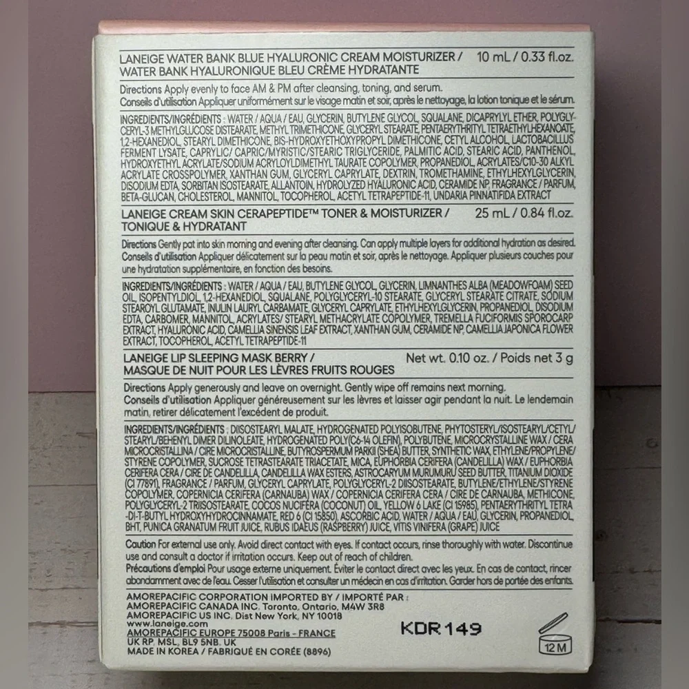 Laneige -Birthday Bundle -Cerapeptide Toner/Hyaluronic Moisturizer/Lip Mask -NEW - Picture 2 of 3